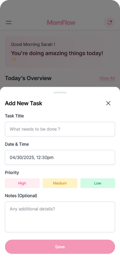 Add Task wireframe