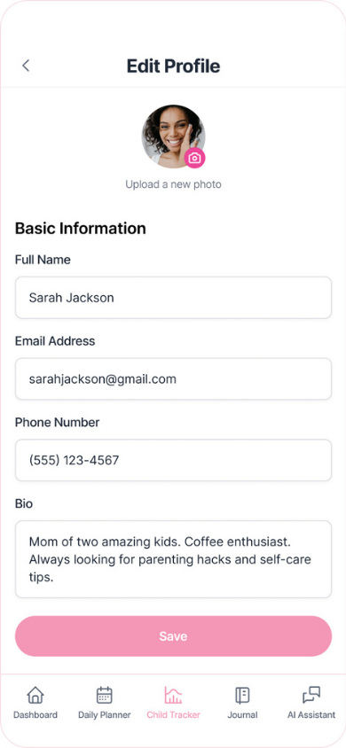 Edit Profile wireframe