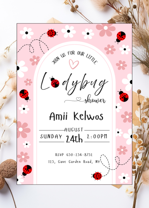 Ladybug Birthday Invitation