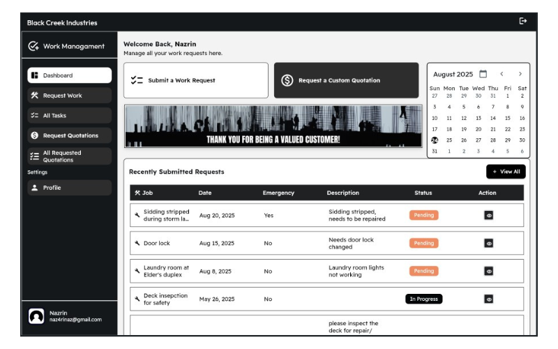 BCI Maintenance App - Dashboard Web
