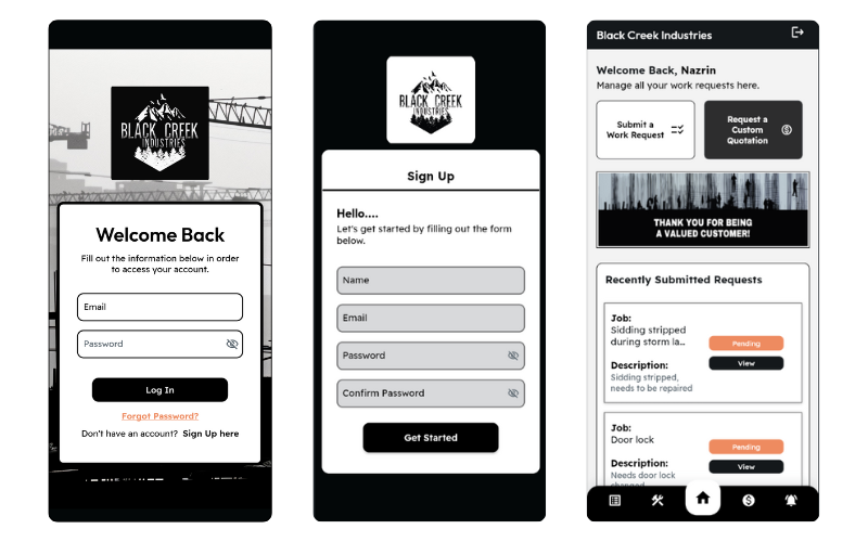 BCI Maintenance App - Mobile View